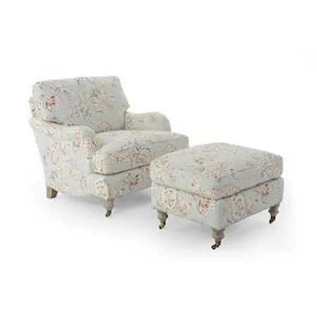 Chair & Ottoman with Castered Turned Feet